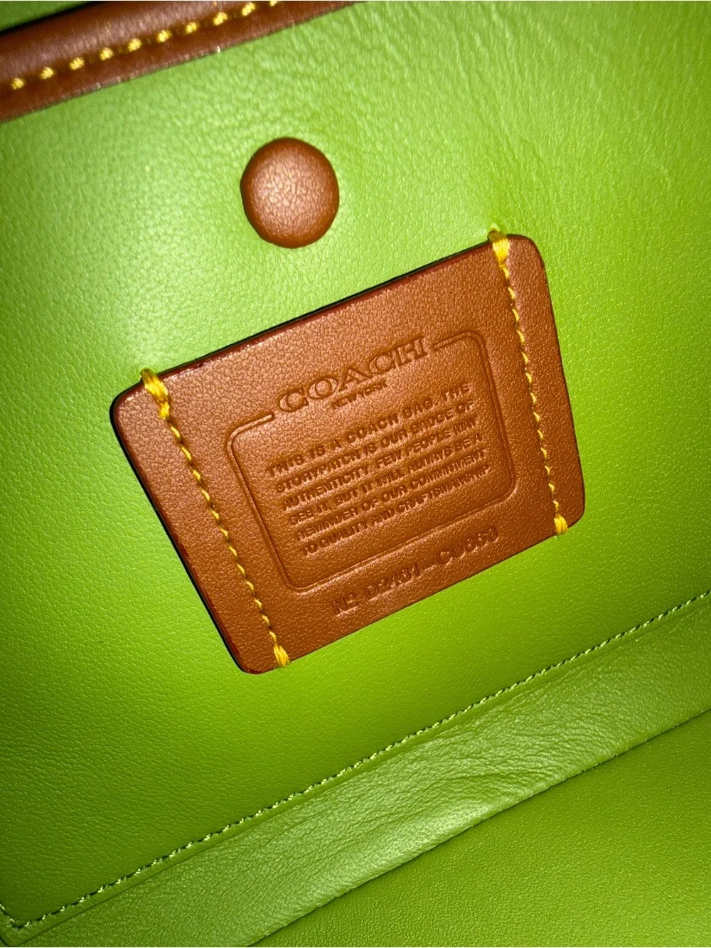 Coach Borough Bowling Bag in Dark Lime - Picture 8 of 9